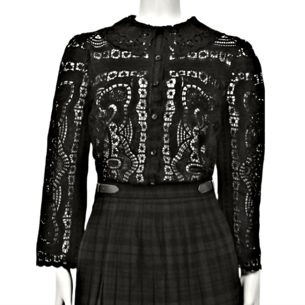 Sm REVOLVE Joie Black Lace Button Top Blouse Anthropologie